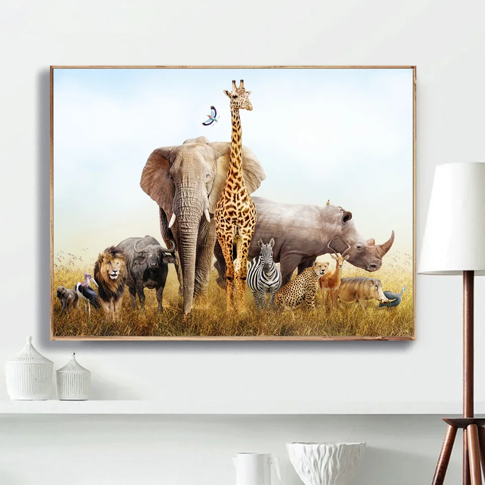 5D DIY Diamond Painting Elephant  Cross Stitch Full Diamond Embroidery Grassland Animals scene Mosaic Rhinestone Home Decor