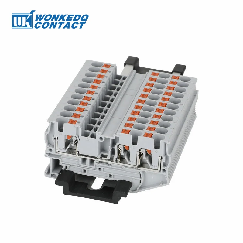 10Pcs PT4-TW PT Series 3 Conductor Push-in Terminals 4 mm² Twin PT 4-TW Wire Electrical Connector Din Rail Terminal Block