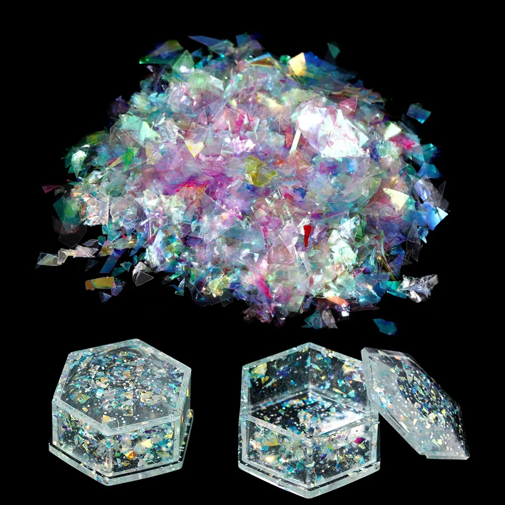 20g nieregularny papier Aurora cekiny wypełnienia z żywicy epoksydowej Flaki kolorowe błyskotki do żywicy epoksydowej formy wypełniacz rzemiosło Nail Art