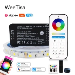 RGB CCT LED Strip 12V 5M RGBCCT WIFI Smart Gledopto Zigbee Pro Controller Waterproof SMD 5050 LED Tape Light for Room Decoration