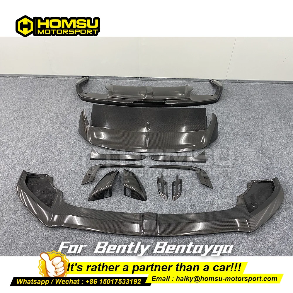 Carbon fiber w12 Style front hood for bentl y bentaga in carbon fiber front bumper Lip Diffuser Roof Spoiler  for bentl y