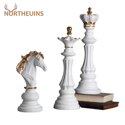 NORTHEUINS – pièces d'échecs en résine, accessoires de jeux de société rétro, décor de pièce esthétique pour décoration intérieure de la maison, Sculpture d'échecs