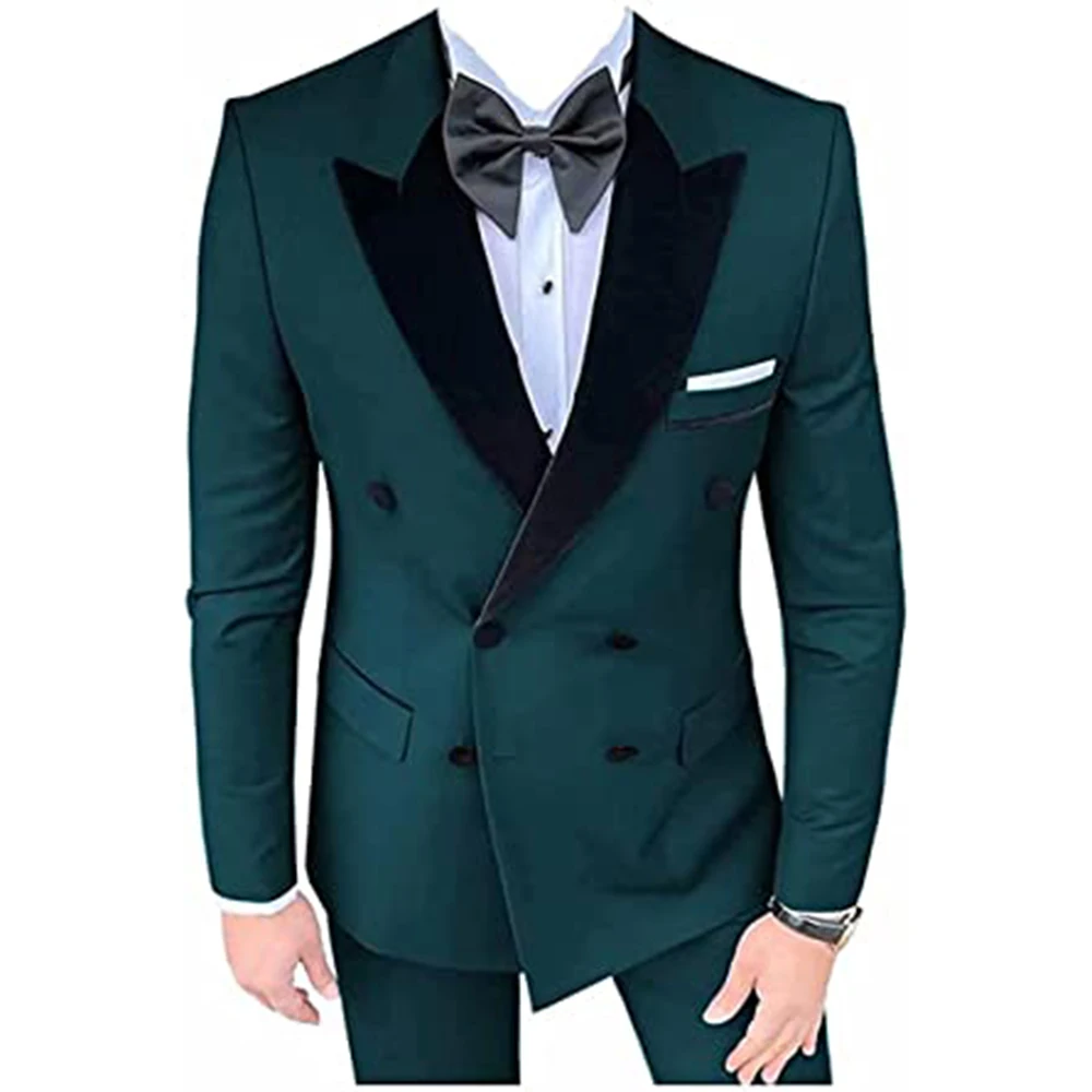 

Traje Hombre Black Peaked Lapel Jackets With Pants Slim Fit Best Man Formal Groom Wear Wedding Blazer Smoking Masculino Tuxedos