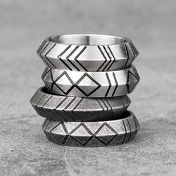 Trendy Minimalist Stripe Stainless Steel Mens Rings Punk Simple Cool for Male Boyfriend Biker Jewelry Creativity Gift Wholesale
