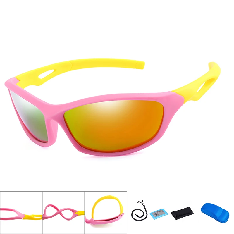 New Polarized Kids Cycling Sun Glasses Boys Girls Baby Quality Sport Sunglasses Children UV400 Eyewear with Case