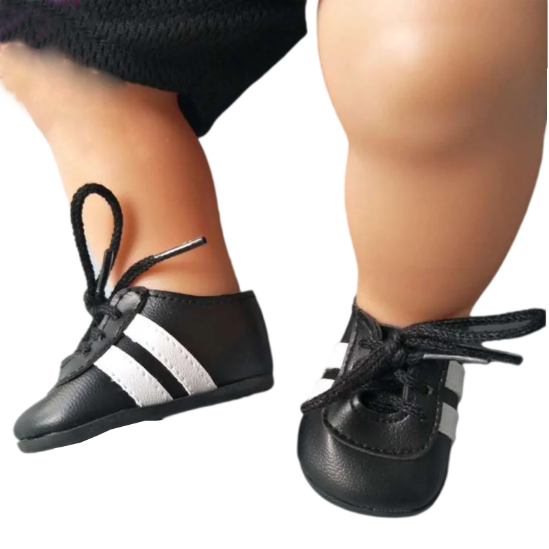 Sport Doll Shoes fit for 43CM  Reborn Baby Doll black football Shoes for  baby doll