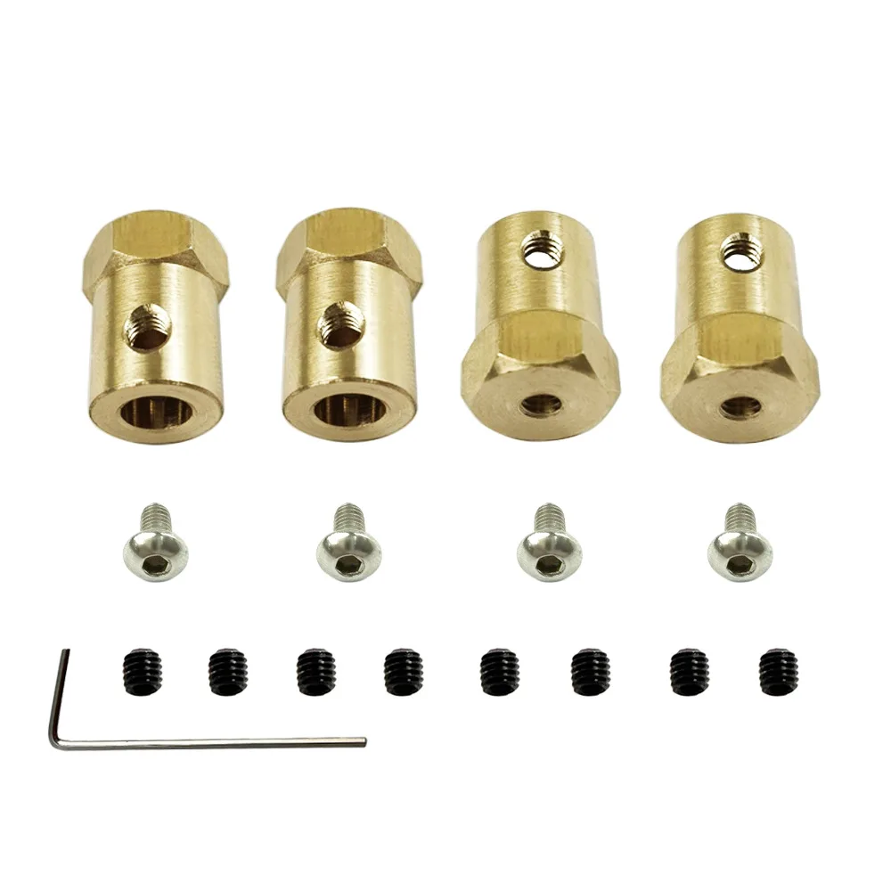 4szt Mosiężny adapter 5mm do 12mm Adapter sześciokątny piasty koła do 1/16 WPL D12 C14 C24 B14 B24 B16 B36 MN D90 MN99S