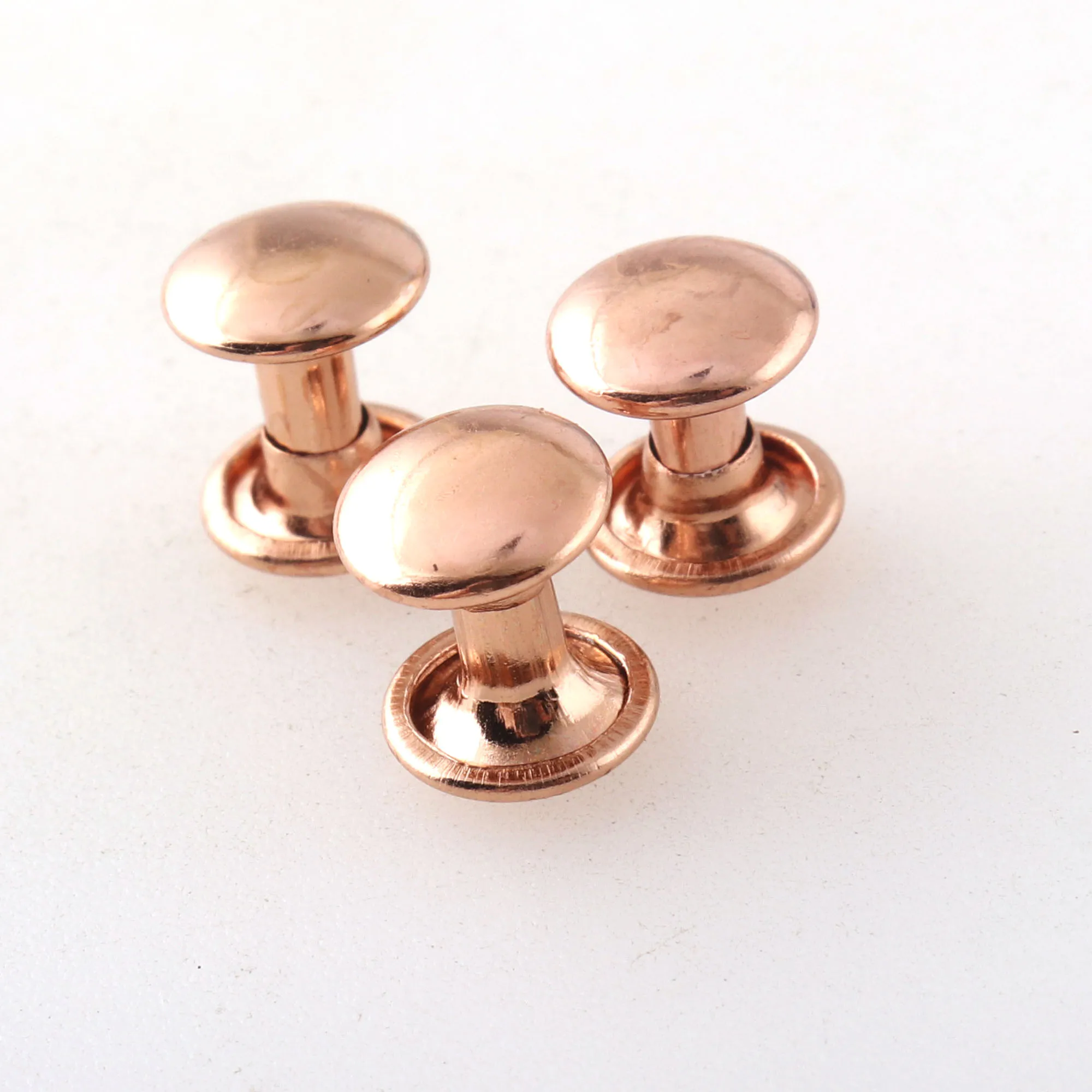 Rose Gold Rivet Studs Double Caps Rivets for Leather and Crafts Round Rivet Metal Buttons Used in Belts Leathers Bags 8 mm