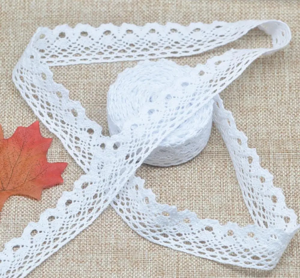 Garniture de dentelle en coton blanc de haute qualité, 5Yards(4.6m), matériel artisanal, tissu à coudre, accessoires de décoration, cadeau Pac