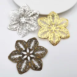 10 PCS 64mm Antique bronze/Gold Color/White K Metal Filigree Big Flower Slice Charms Base DIY Jewelry Components