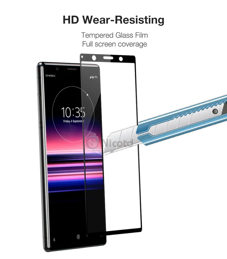 Full Cover Tempered Glass For Sony Xperia 5 Screen Protector Protective Film For Sony Xperia 5 suitable for J8210, J8270, J9210