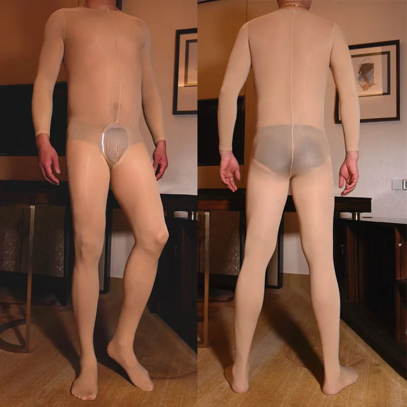 Sexy Men Warm Underwear 3D High Density Silky Soft Velvet Bodystocking Open Crotch Penis Sheath Cock Pouch Tights Bodysuit