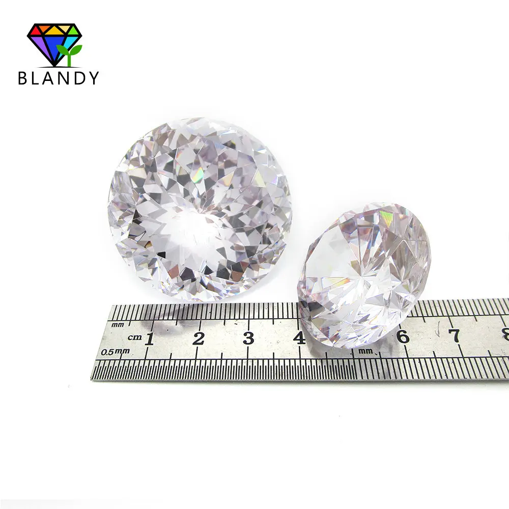 18~65mm Round Brilliant Cut White Cubic Zirconia Stone 1pc per lot 5A Quality White CZ Synthetic Gems Stones For Jewelry