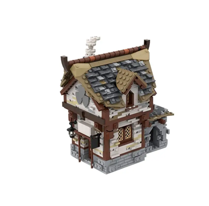 

MOC Town Street Medieval Taverns Architecture Famous Building Blocks Pub Retro Scene House Model Bricks Toys for Children Gifts