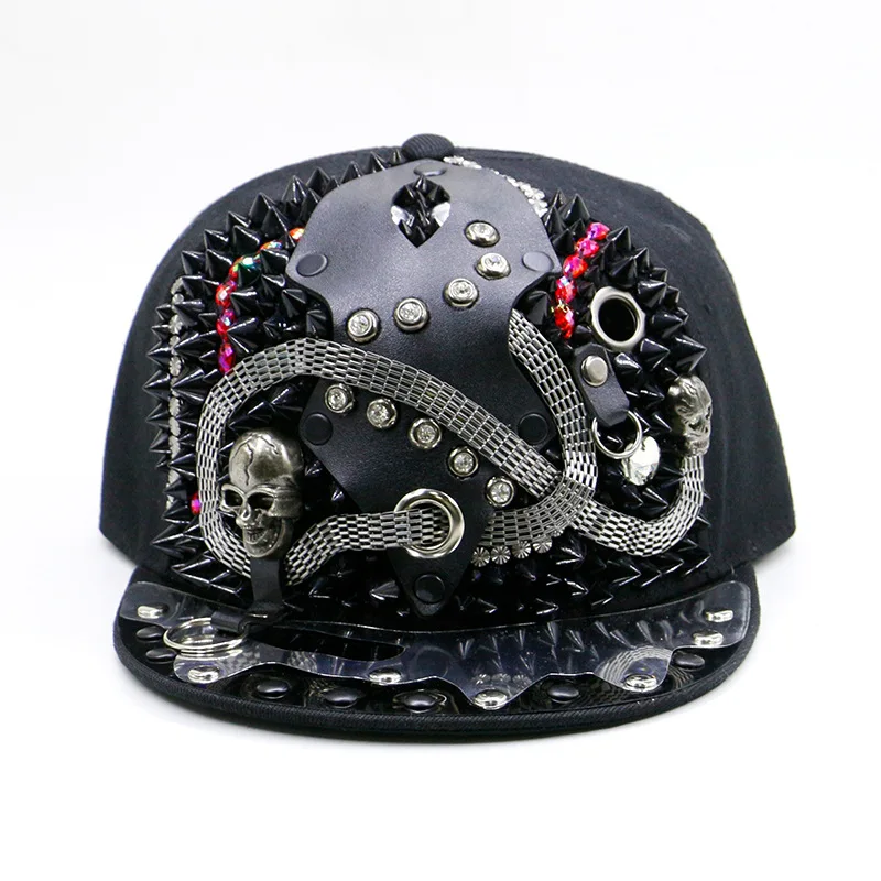 New Hiphop Young Style Snake Devil Skull Baseball Cap Cool Unisex Dance Show Hat Heavy Fashion