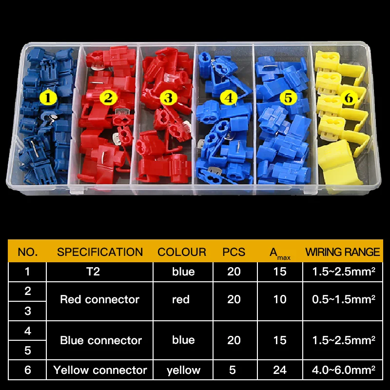 65 шт. линейный соединитель 10-24A, клеммный соединитель, синий, красный, быстрое соединение, зажим для провода, обжимной разветвитель, зажим для губ, мягкий распределитель