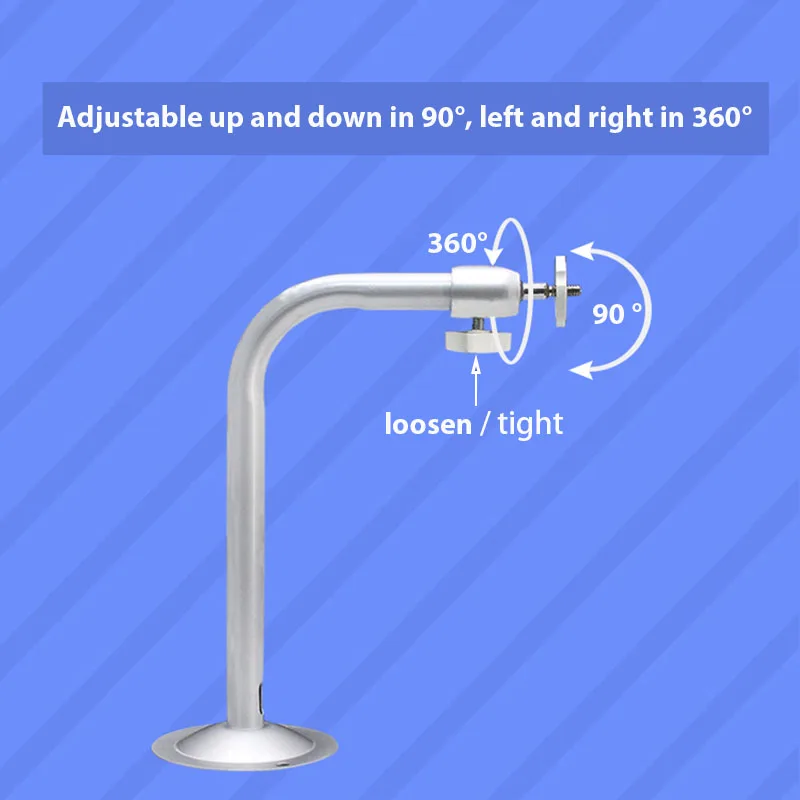 L Shape 23cm Aluminum Silver CCTV Camera Wall Mount Bracket Adjustable Ceiling Mount Arm Auxiliary Mounting Support Stand Holder