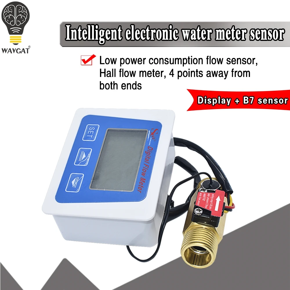 Digital LCD display Water flow sensor meter flowmeter totameter Temperature time record With G1/2 flow sensor