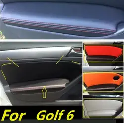 For Volkswagen Golf 6 Microfiber Front / Rear Door Panel + Armrest Leather Protective Cover with Mount Fittings  car interior
