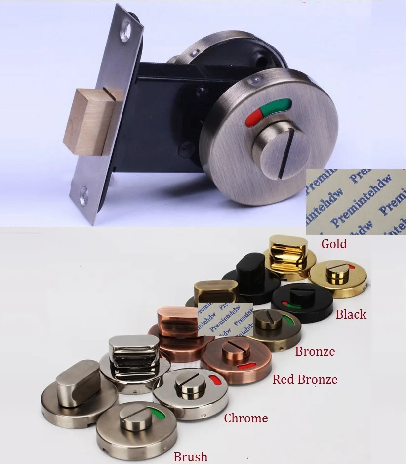 

304 Stainless Steel Keyless Door Lock Latch Red Green Indicator Public Toilet Partition Thumbturn Gold Bronze Matte Black