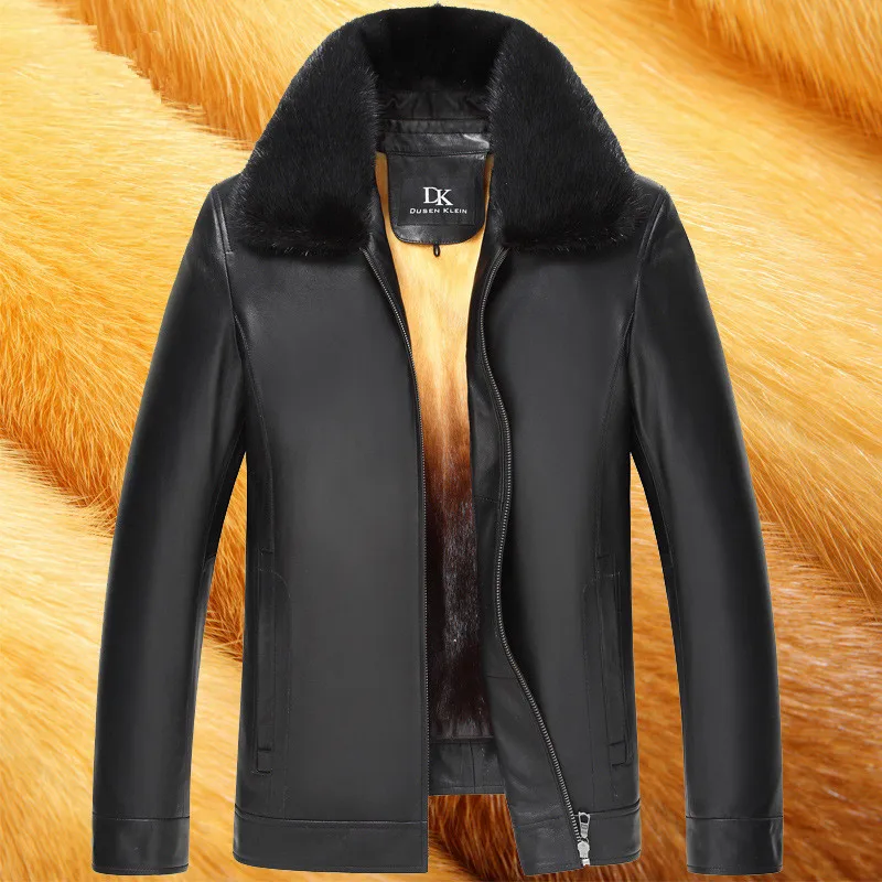 Genuine Leather Jacket Men Real Mink Fur Liner Winter Sheepskin Coat Mens Mink Jackets Casacas De Cuero Genuino 25H2532