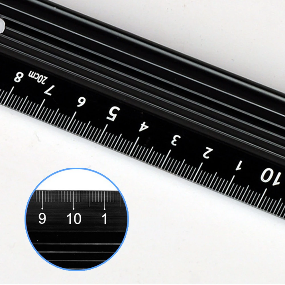 Régua reta de liga de alumínio antiderrapante, ferramenta de couro, Régua protetora, multifunções, desenho e couro, auxiliar