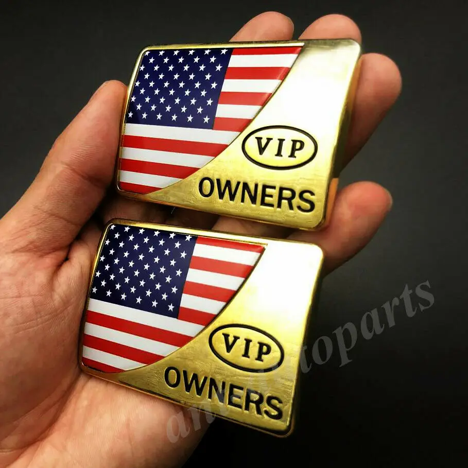 

2x Metal USA American Flag Gold Emblem Badge Motorcycle Fairing Decals Sticker