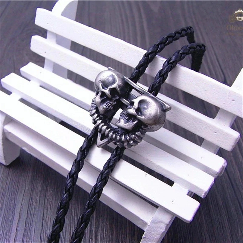 Halloween skeleton Ghost head Goth punk dark style hot love male and female Bolo Tie