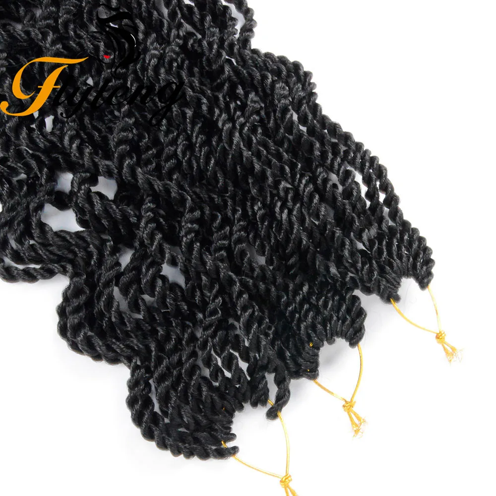 Flyteng Wavy Senegalese Twist Crochetผมสำหรับผู้หญิงสีดำ18นิ้วโครเชต์BraidเซเนกัลTwists Braiding Synthetic Exten