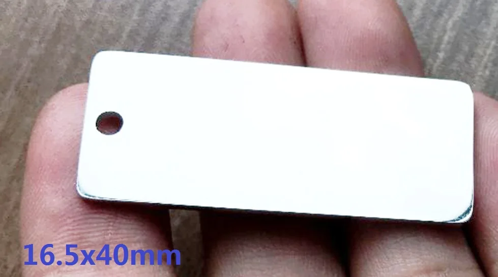 MaiLun 30 Stück Edelstahl-Rechteckanhänger, Lasergravur, Textdesign oder Logo, Metallplatten, rechteckige Anhänger, rechteckige Charms – Detail 9