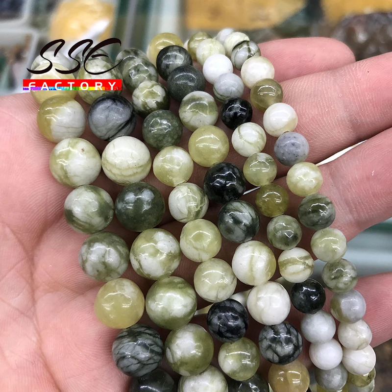 

Natural Stone Green Jades Beads Round Loose 6 8 10 mm Spacer Beads for Jewelry Making Bracelet DIY Necklace Accessories 15"