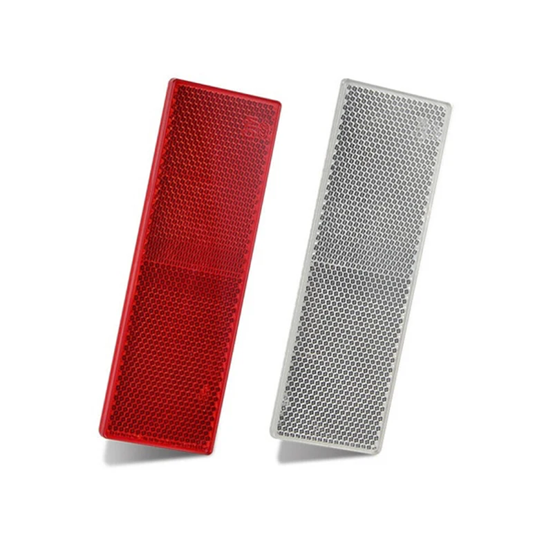 Red/White Truck Motorcycle Adhesive Rectangle Plastic Reflector Reflective Warning Plate Stickers Safety Sign 1PCS 