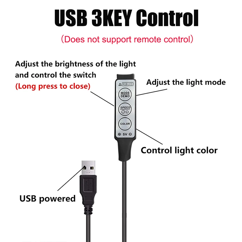 Kontroler RGB 5V 4 piny USB Ściemnialny kontroler LED RGB 5V RGB Led Tape Lights USB 3Key Botton Smart Controller Led Neon Strips