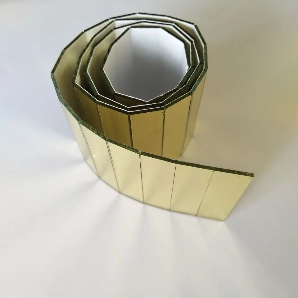 Glass Mirror Roll Mosaic ,Rectangular Mirror Mosaic,Yellow Gold Glass Mirror Title , Rose Gold Glass Mirror Title
