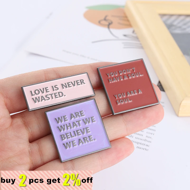 Philosophical Phrases of Life Enamel Pins Wholesale Live Actively Brooch Bag Word Lapel Pin Encouraging Badge Jewelry Gift