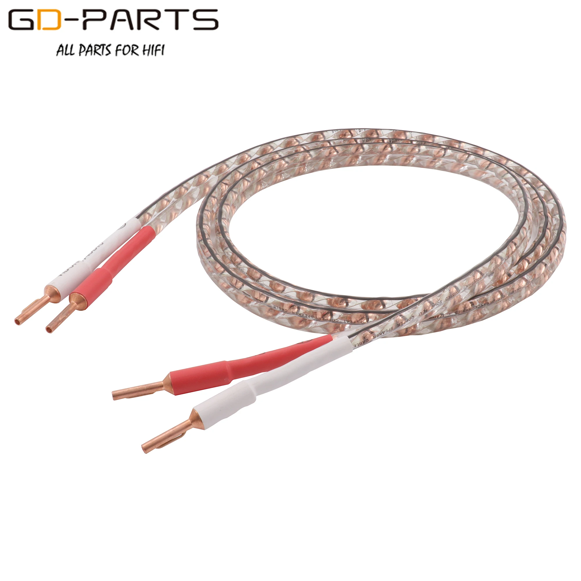 Viborg VS903+VB401 Banana Plug Cable 17AWG twist solid Flat copper speaker Wire with VB401 Pure Copper Hand made DIY HiFi Cable