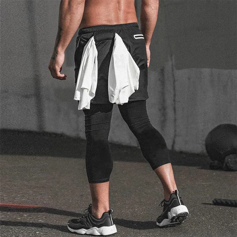 Pantalones cortos deportivos 2 en 1 para hombre, Shorts de alta calidad para entrenamiento de fútbol, trotar, secado rápido, gimnasio, Fitness