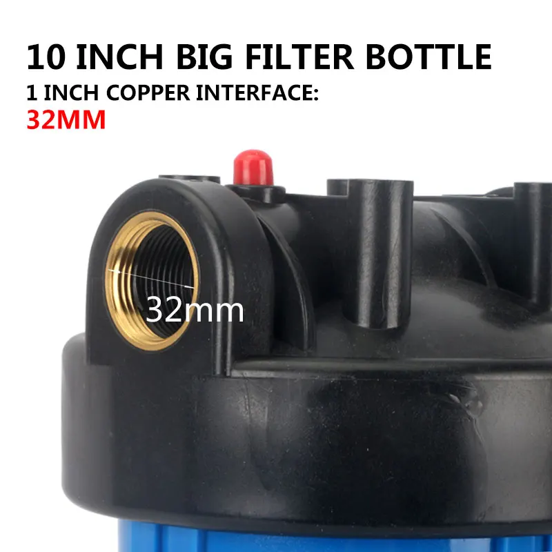 Fat 10 Inch Large Capacity Blue Filter Bottle Copper Interface 1\'\' Thread 32MM Chubby 10\'\' Filtration Commercial Cartridge