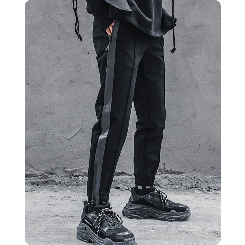 

Black harlan leisure pants leg zipper foot beam pants pants male youth nine points ankle