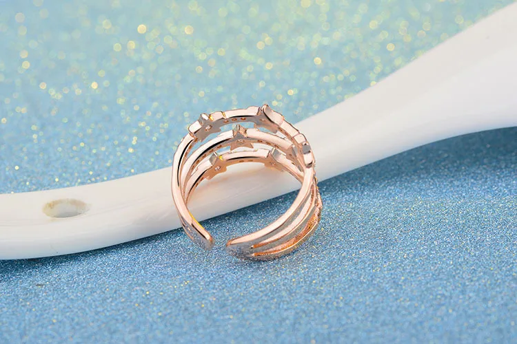 Women's Adjustable 925 Silver Star CZ Ring
