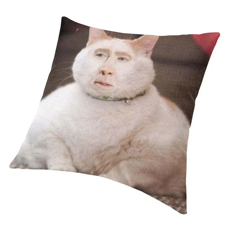 Nicolas Cage Cat Meme Throw Pillow Case Bedroom Sofa Decoration Nordic Cushion Cover Decoration Salon Square Pillowcase Printing