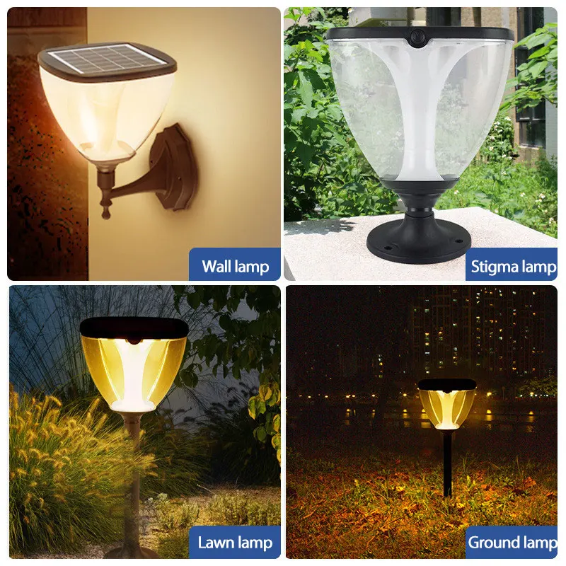 

Solar Led Lights Outdoor Waterproof Lawn Lamps Pathway Landscape Smart Lighting Yard Patio Garden Decoration LED Wall Light