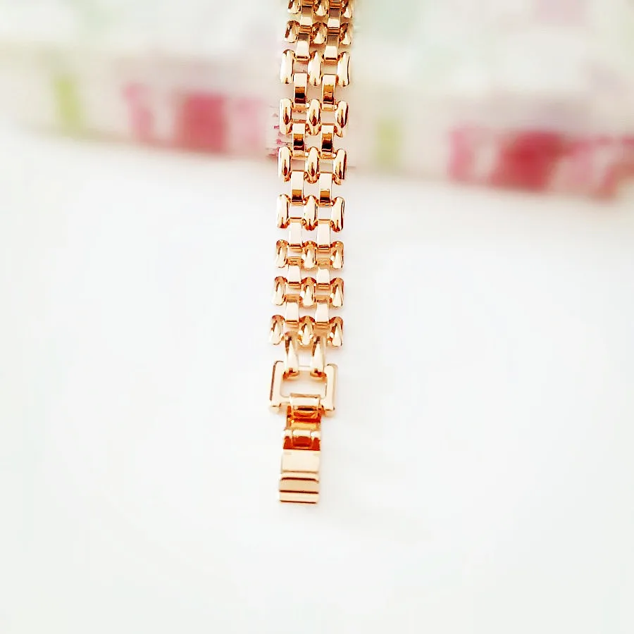 New Women Bracelet Trendy 585 Rose Gold Color Women Jewelry Fashion 19CM Long Hand Catenary Link Lady Bracelets