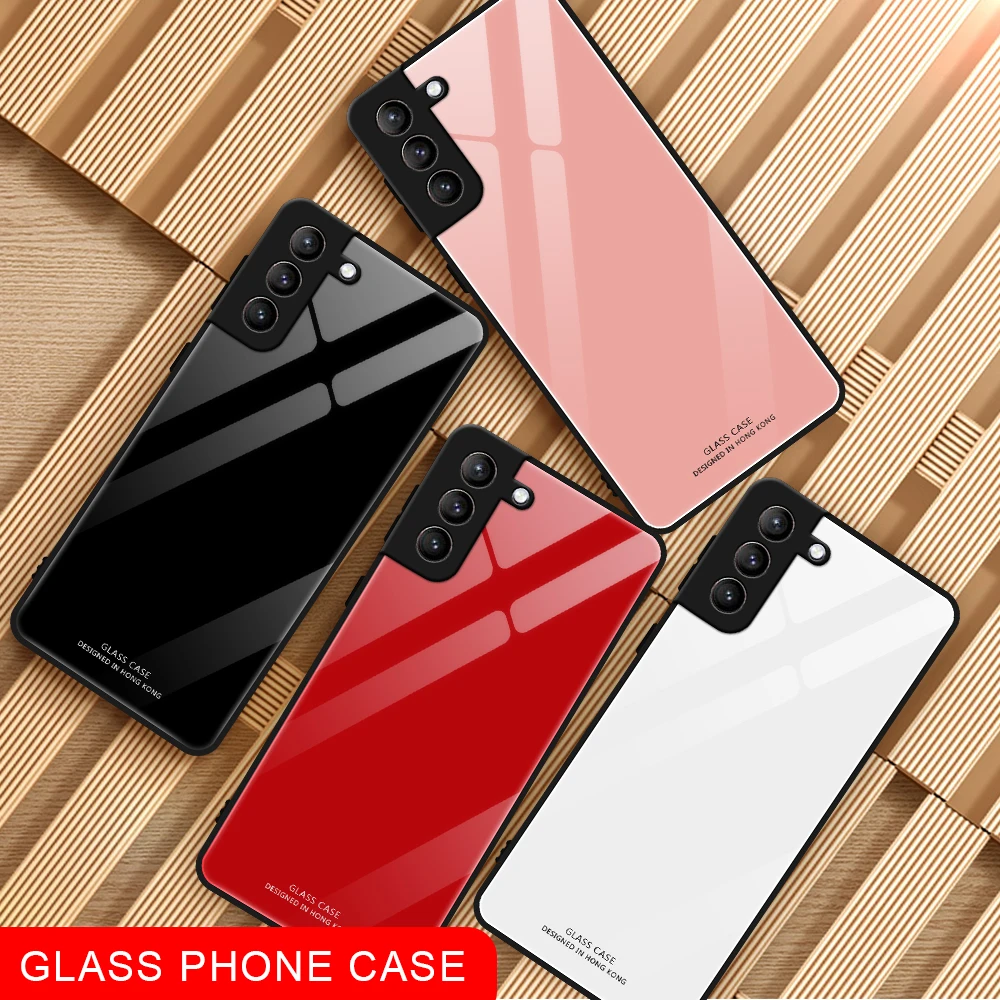 Tempered Glass Phone Case For Samsung Galaxy S20 FE S21 Plus S22 S23 S24 Ultra Shockproof Shell For Samsung A54 A34 Back Cover