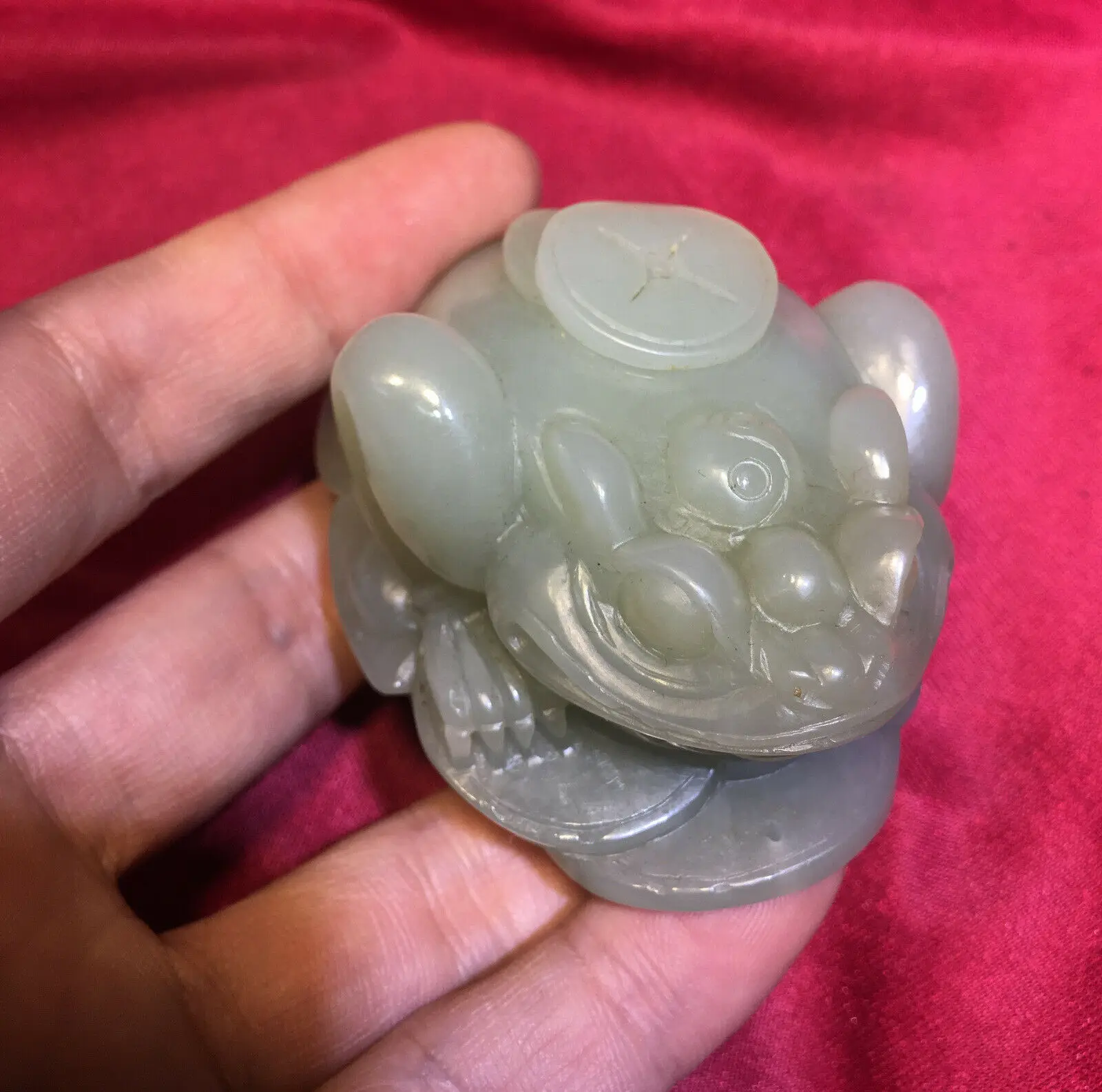 Big Treasure Chinese Vintage Hetian Jade Powerful Wealth God Hoptoad Totem Amulet Carving LzK Timestown 20201126A