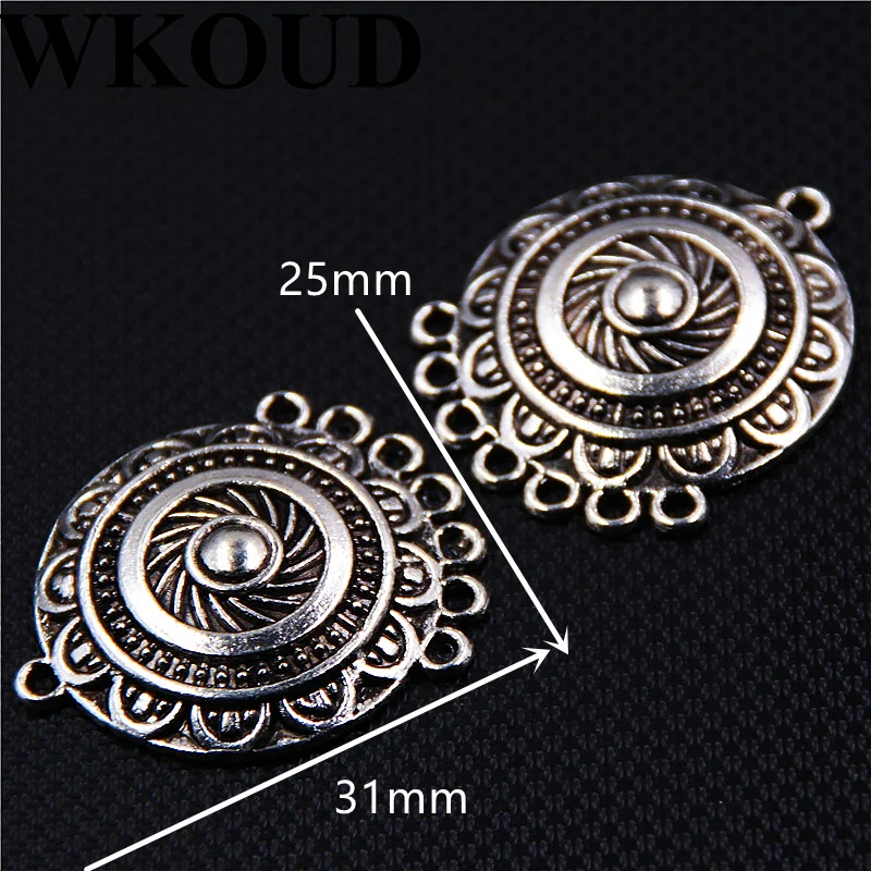 6pcs Bohemian Style Swirl Pattern Porous Connector Ethnic Style Earrings Metal Accessories DIY Charm Jewelry Crafts Making A125