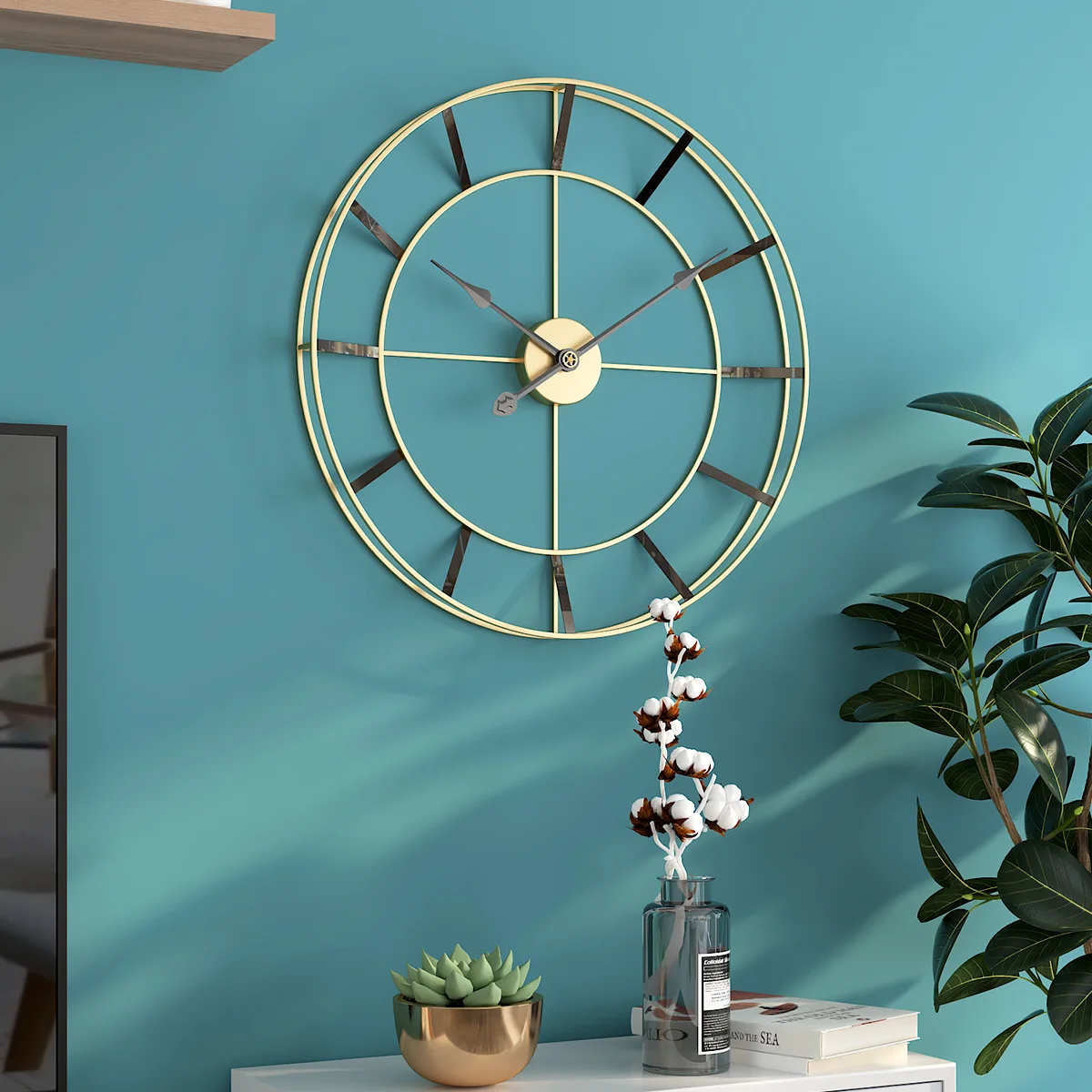 Metal Iron Art Wall Clock, Fashionable Decoration, 80cm