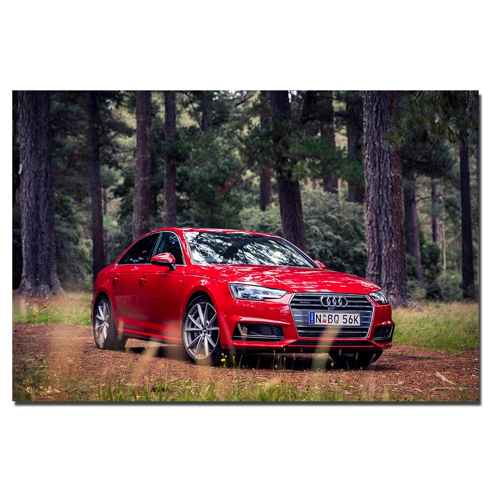 Audi A4 Red Supercar Poster Canvas Prints Paintings Wall Art for Home Decor