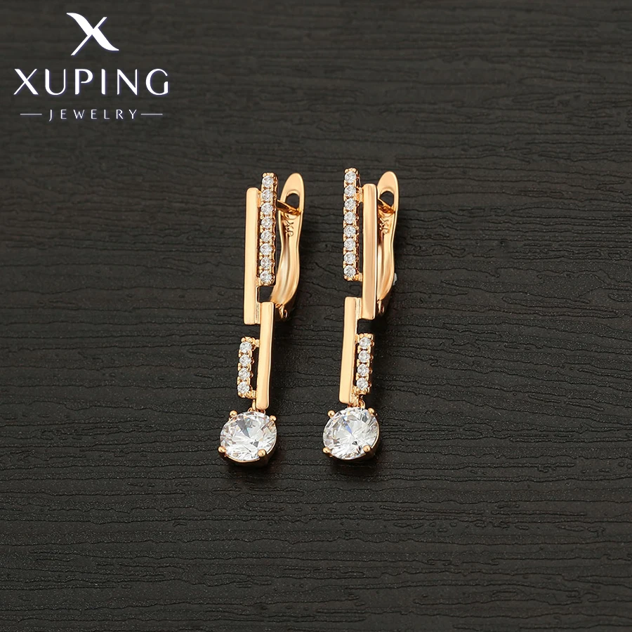 Xuping Jewelry Fashion Simple Square Stone Gold Color Earrings for Women Girl Party Gift S00137167