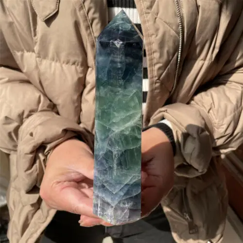 1kg 3A+ Rare natural fluorite quartz obelisk crystal rod Reiki healing, home decoration, witchcraft, fengshui, gifts